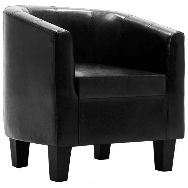 Black Leather Tub Chair Hire - Rental