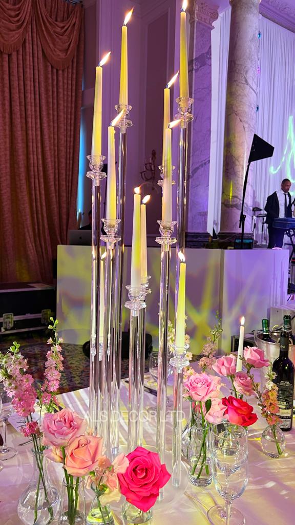 Elegant Acrylic Candelabra Centerpiece Tall Candlestick Holder for Hire