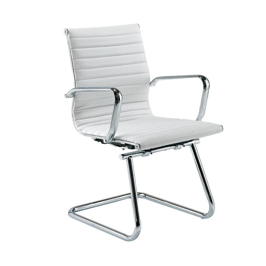 White Ribbed Eames Style Cantilever Chair Hire - Rental